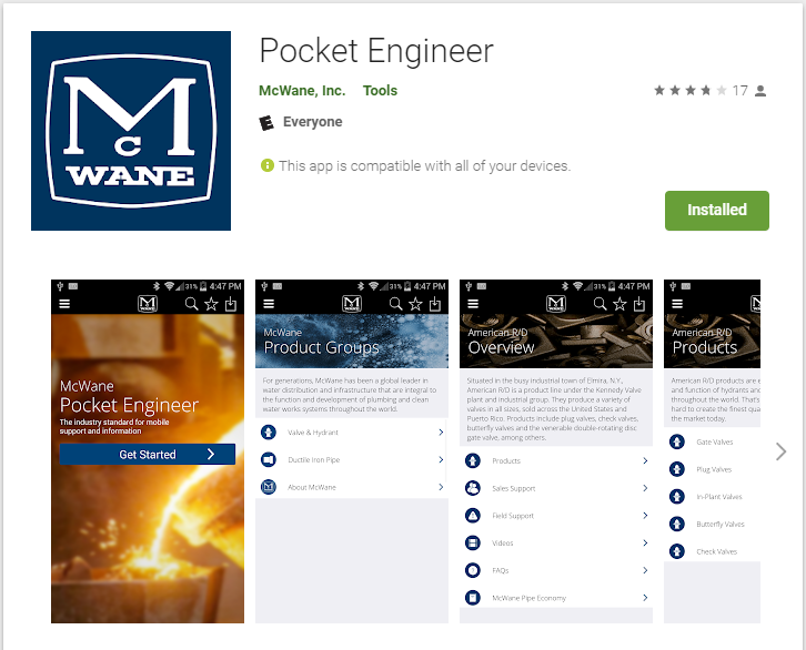 Screen capture from McWane's Pocket Engineer
