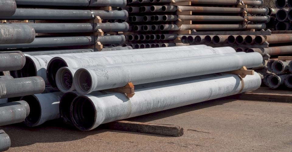 A stack of Zinc-coated pipe.