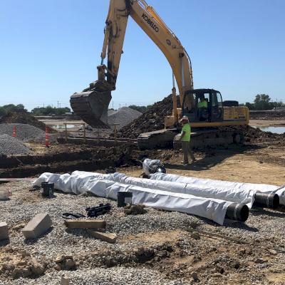 10" C52 Zinc Ductile Iron Pipe is installed for a Harbor Freight Project, Joliet, IL.