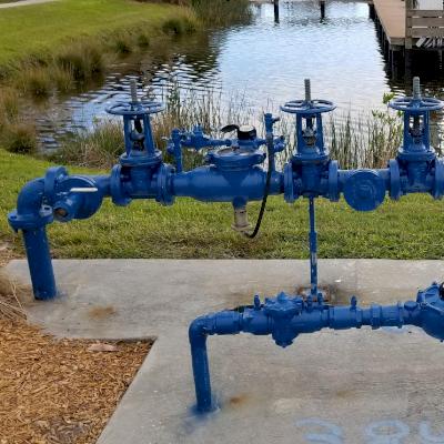 Exposed DI pipe often recieves additional paint such as blue to indicate potable water.