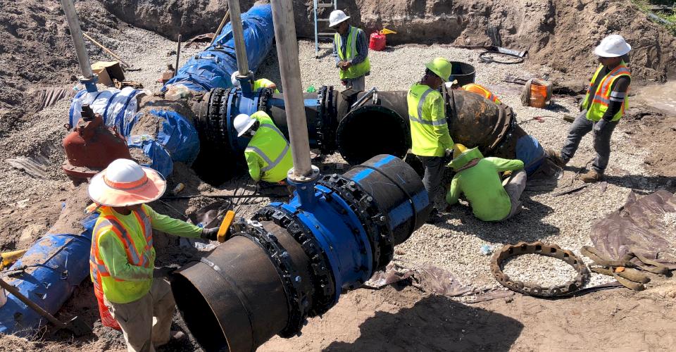 Crews install Ductile iron pipe in Arcadia, Florida.
