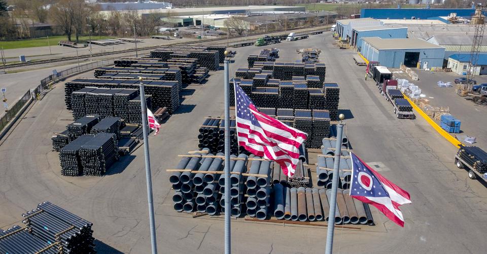 A portion of the pipe yard at McWane Ductile, Coshocton, Ohio.