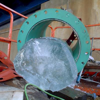 Major ice problem. Pipe left full of water following successful hydrotest.