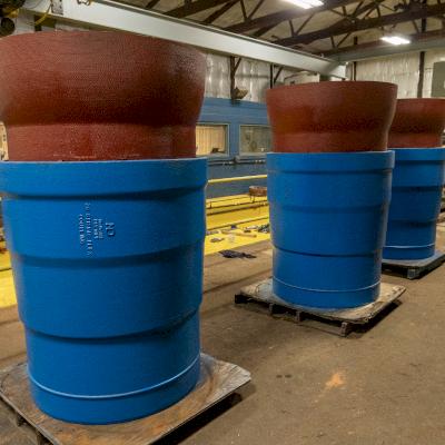 30-inch Seismic Flex Couplings await testing at McWane Ductile's Universal Test Facility in Ohio.